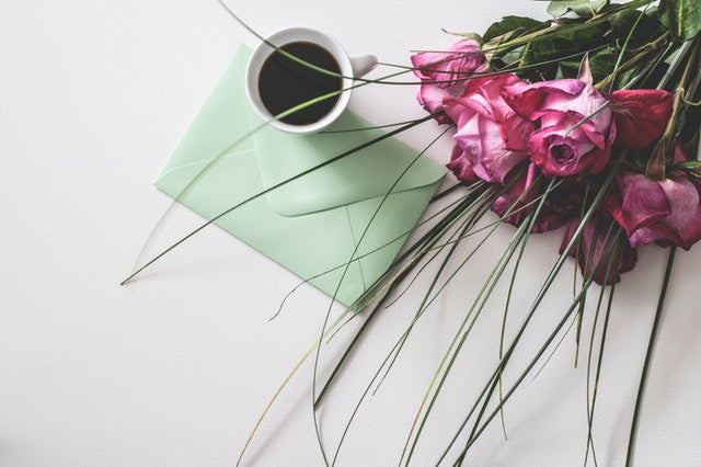 mother's day card and flowers